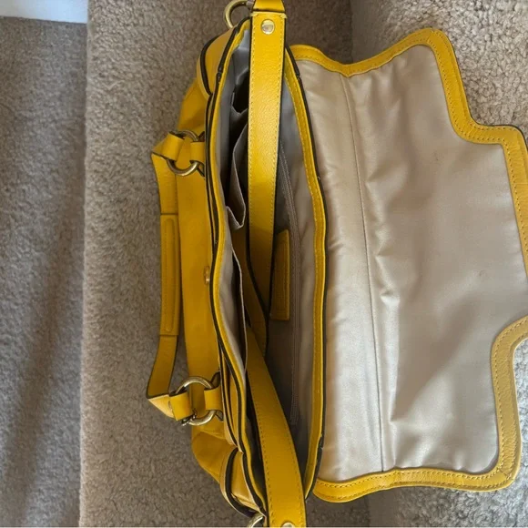 Coach Yellow Leather Satchel with Gold-Tone Hardware - Picture 4 of 5